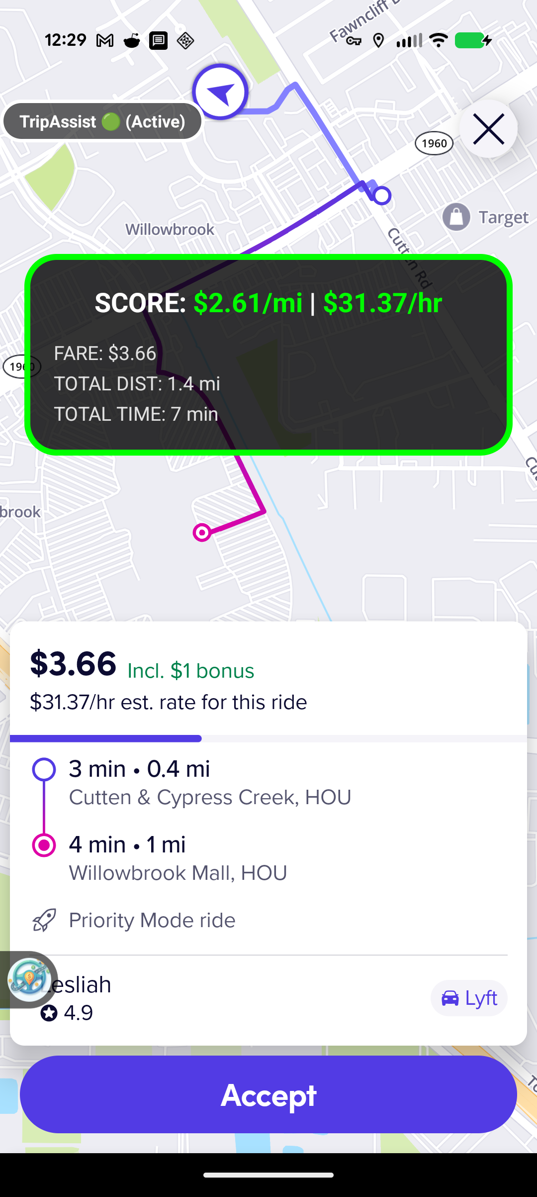 App screenshot - Green Lyft Example